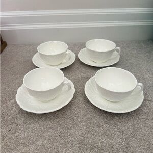 Elegant White Tea Cup and Saucer set of 4 coalport country ward